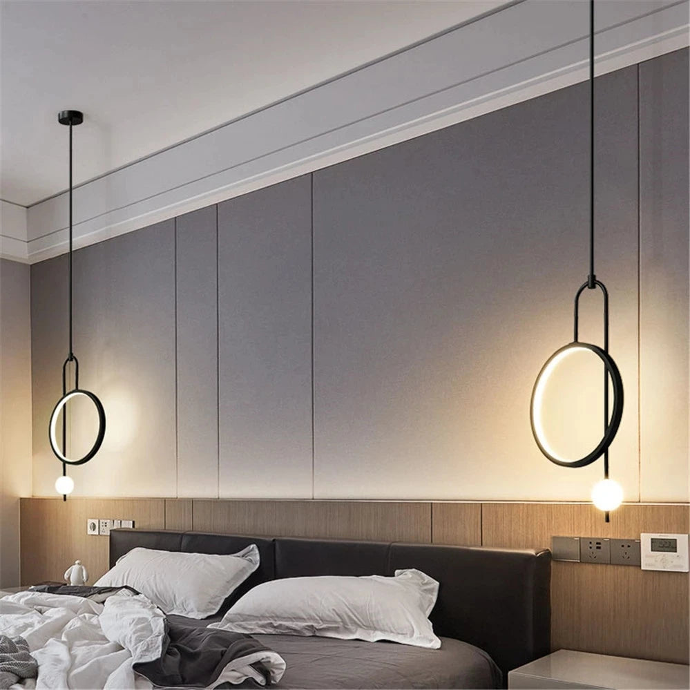 suspension led anneau design nordique pour décoration intérieure moderne - vue 5 sur 8