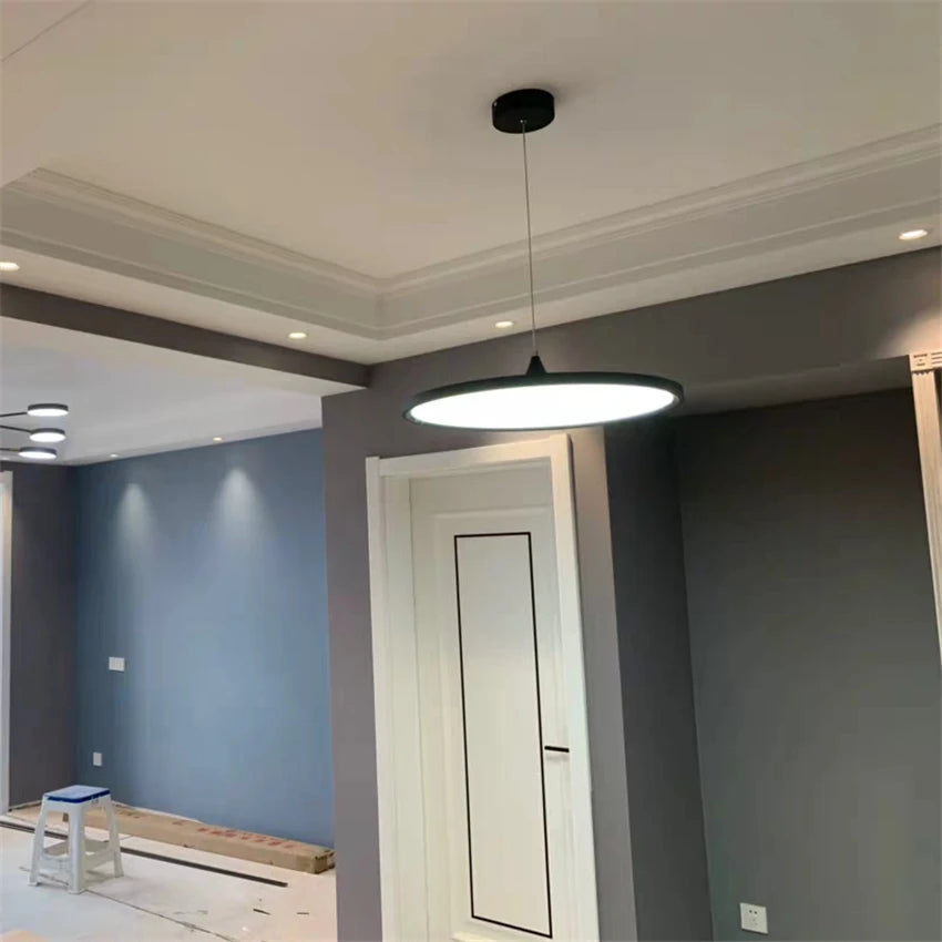 suspension lumières suspendus simple nordique led ronde luminaires en fer - vue 3 sur 7