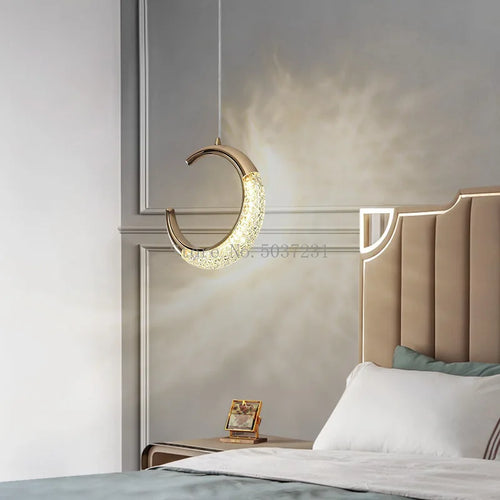 suspension LED en cristal doré au design nordique moderne - vue 6 sur 21
