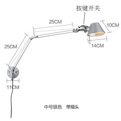 applique murale led moderne à bras long pliable et réglable pour lecture - vue 13 sur 16
