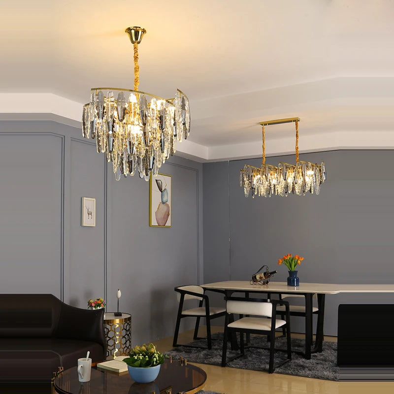 lustre art déco design en cristal et métal élégant - vue 6 sur 10