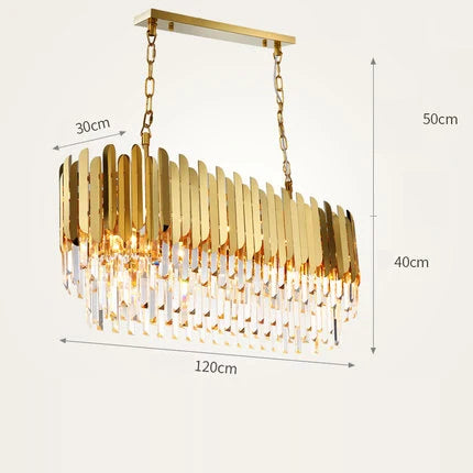 lustre en cristal design art déco en acier inoxydable avec éclairage led - vue 7 sur 19