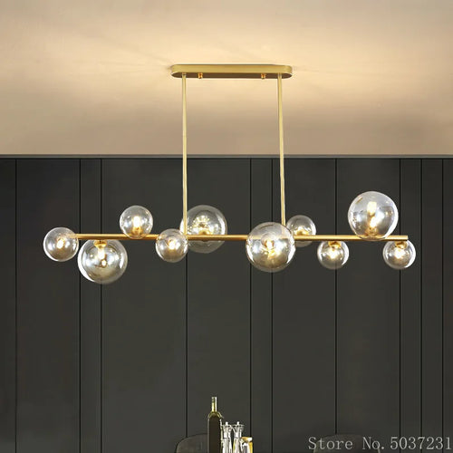 lustre led nordique moderne en boule de verre éclairage industriel - vue 4 sur 13
