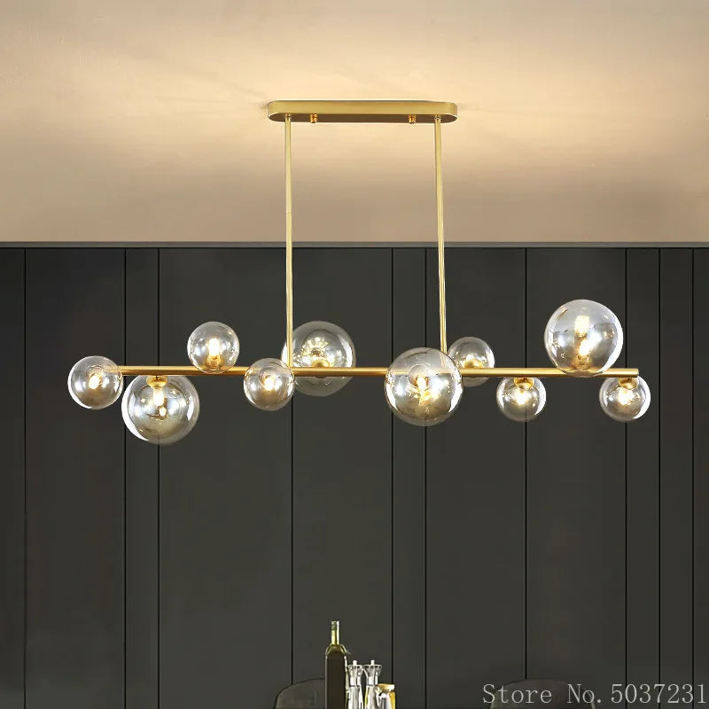 lustre led nordique moderne en boule de verre éclairage industriel - vue 3 sur 13