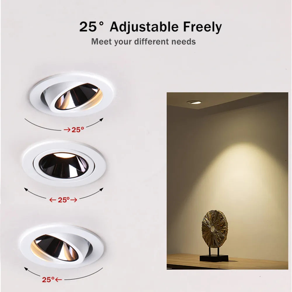 plafonnier encastré moderne en aluminium anti-éblouissement réglable pour intérieur - vue 3 sur 8