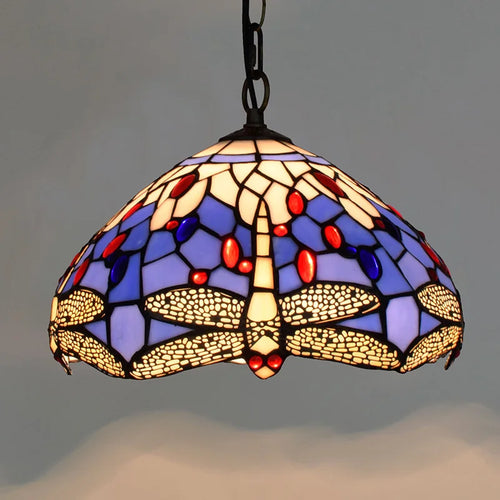 Bohême rétro européen coloré Tiffany verre lustre lustre Bar Restaurant créatif Rural porche méditerranéen lustre - vue 23 sur 28