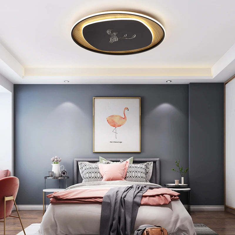 plafonnier led style chinois rond bois fer forgé ambiance - vue 3 sur 10