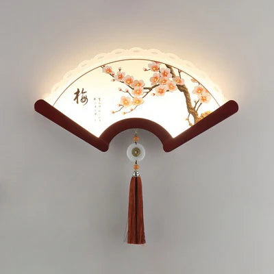 applique murale en bois éventail style rétro japonais à LED - vue 13 sur 18