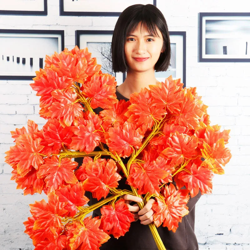 lot de 12 feuilles d'érable artificielles pour décoration d'automne - vue 14 sur 19