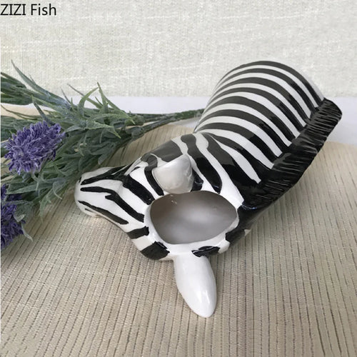 vase en céramique zèbre décoratif pour arrangements floraux - vue 5 sur 7