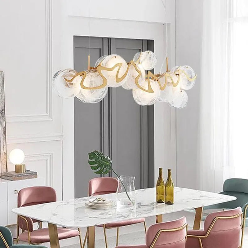 lustre rond en verre et fer pour éclairage intérieur - vue 10 sur 12