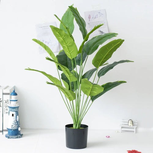 plantes tropicales bananier artificiel avec feuilles de palmier décoratives - vue 6 sur 10