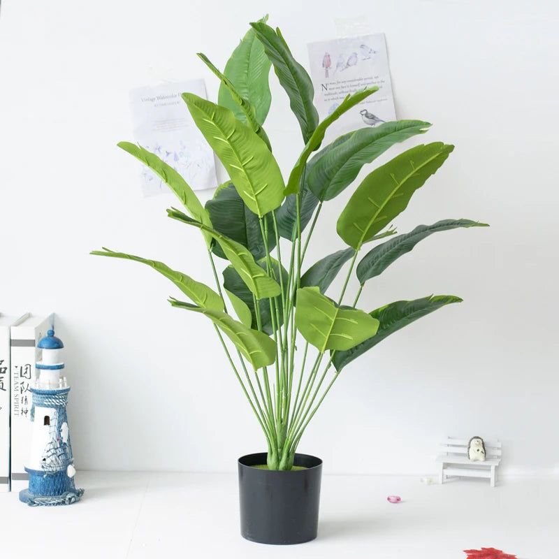 plantes tropicales bananier artificiel avec feuilles de palmier décoratives - vue 5 sur 10