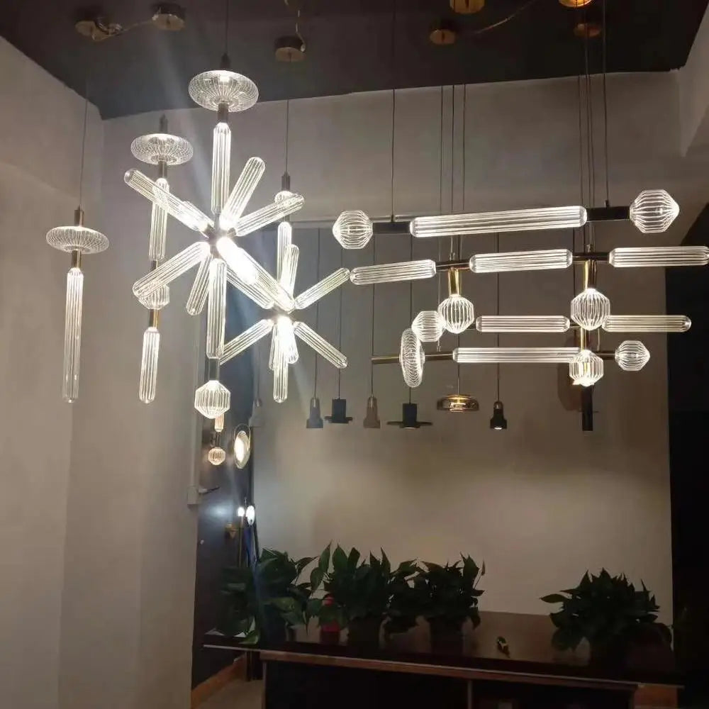 suspension postmoderne en verre transparent pour espaces modernes - vue 2 sur 18