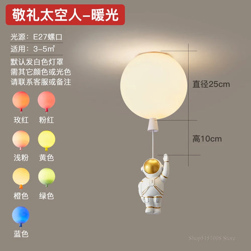 plafonnier led nordique créatif astronaute ballon pour enfants - vue 11 sur 21