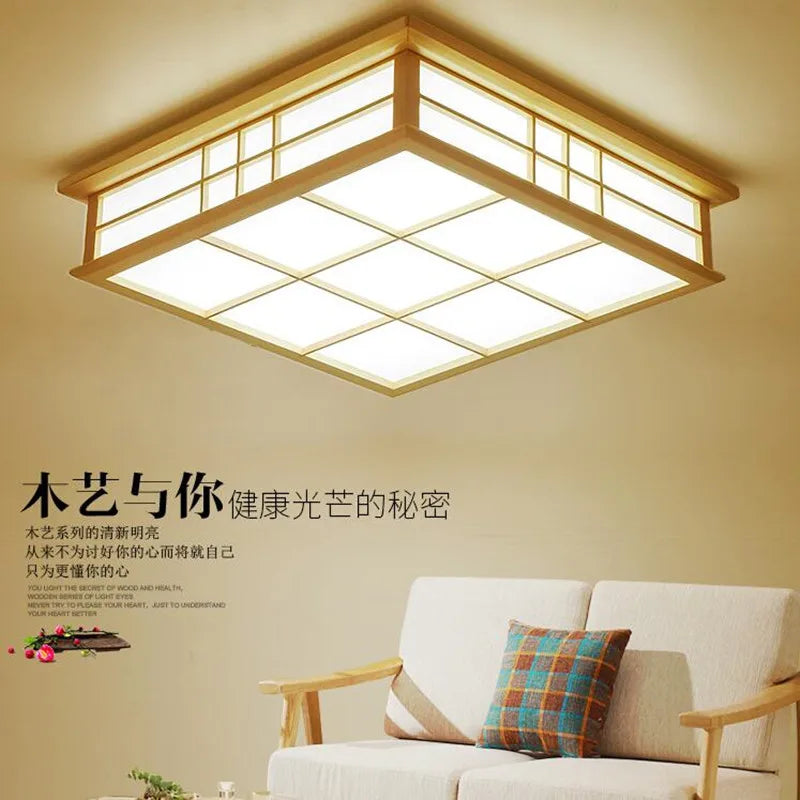 plafonnier japonais en bois à LED pour éclairage élégant - vue 4 sur 6