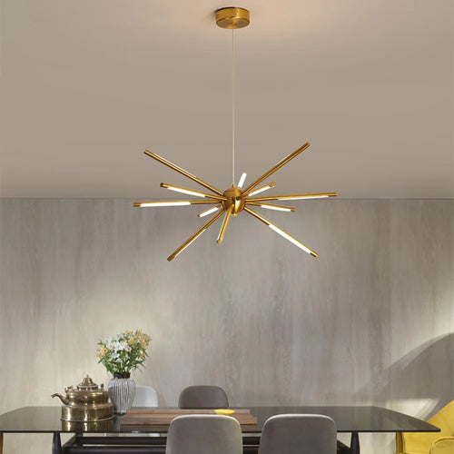 lustre vintage design spoutnik à branches en fer - vue 6 sur 13