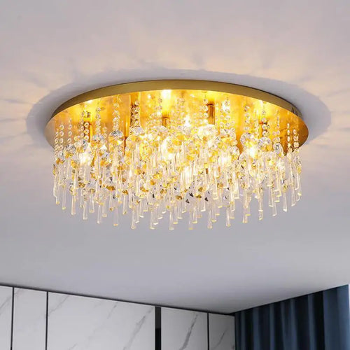 plafonnier led rond cristal luxe style postmoderne européen - vue 2 sur 9