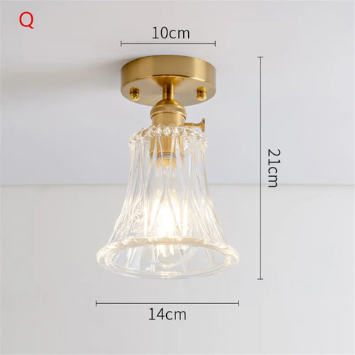 Plafonnier en verre nordique rétro Loft Vintage plafonnier salle à manger couloir moderne cuivre E27 plafond abat-jour en verre - vue 21 sur 26