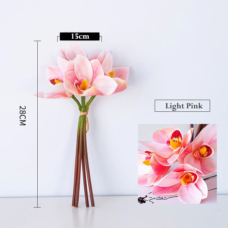 lot de 4 bouquets d'orchidées artificielles pour décoration intérieure festive - vue 11 sur 11