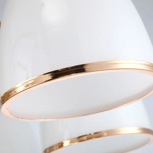 lustre moderne en cuivre avec abat-jour en verre blanc - vue 6 sur 6