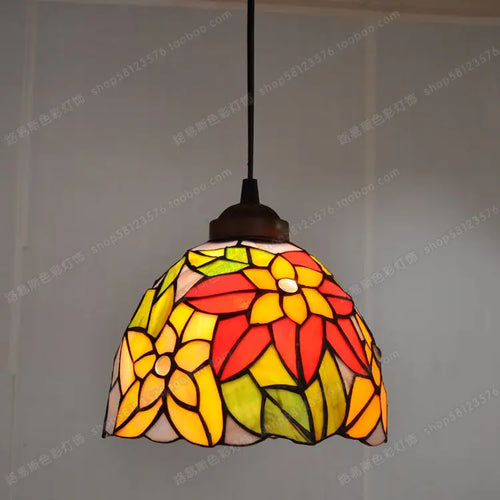 lustre en vitrail style tiffany pour éclairage décoratif antique - vue 10 sur 19