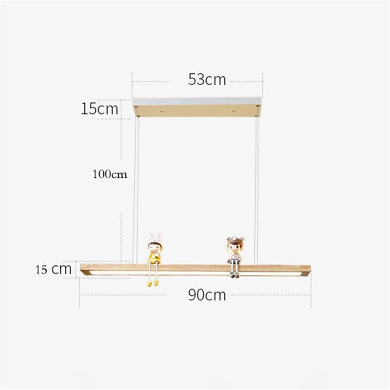 suspension led modernes créatives minimaliste en bois - vue 6 sur 10