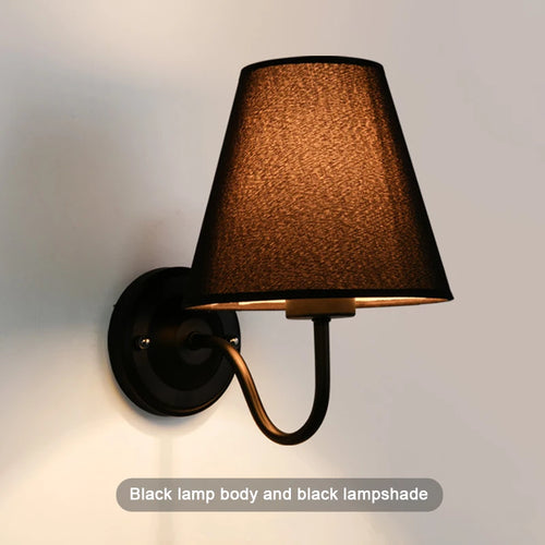 applique murale rétro américaine en tissu avec abat-jour européen led - vue 14 sur 14