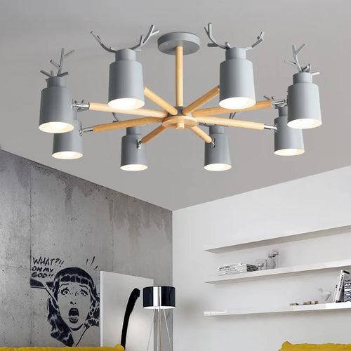 plafonnier en bois nordique design simple et créatif - vue 3 sur 16