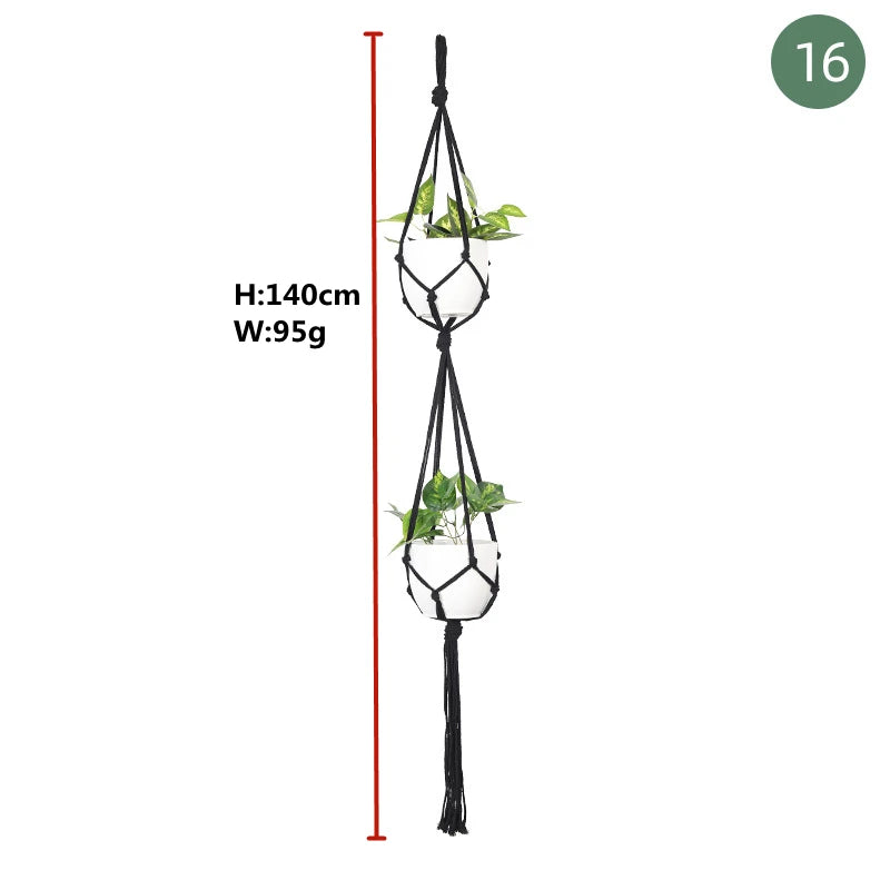 paniers suspendus en macramé pour plantes et décoration - vue 26 sur 30