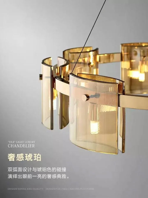 lustre moderne de luxe simple en verre led nordique - vue 4 sur 12
