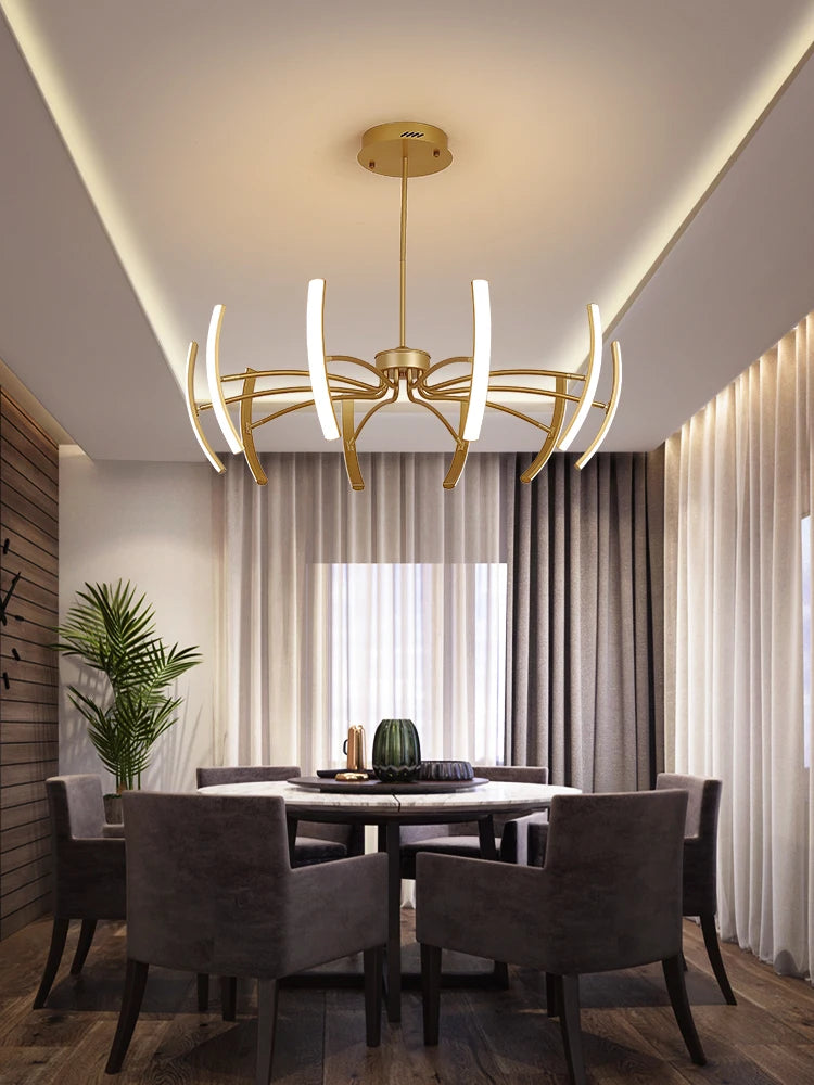 lustre nordique de luxe led design créatif atmosphérique villa - vue 3 sur 10
