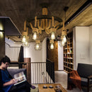 lustre style industriel en ferronnerie et corde de chanvre