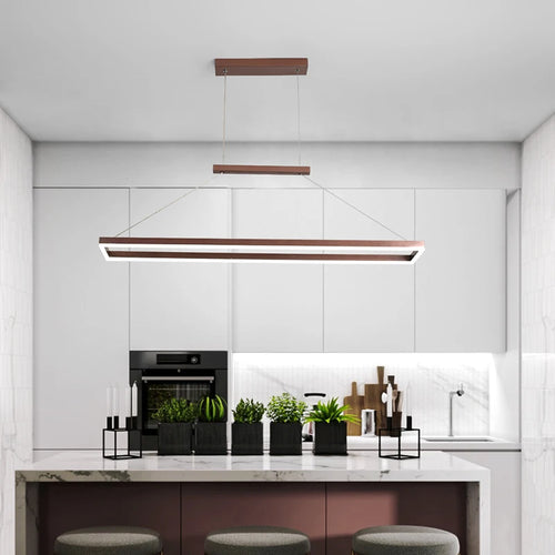 lustre moderne rectangulaire éclairage LED pour restaurant - vue 6 sur 8