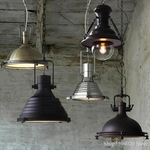 suspension style loft campagne américaine éclairage rétro industriel - vue 2 sur 9