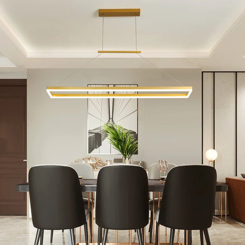 lustre moderne rectangulaire éclairage LED pour restaurant - vue 5 sur 8