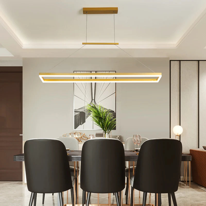 lustre moderne rectangulaire éclairage LED pour restaurant - vue 4 sur 8