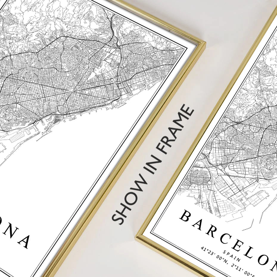 carte artistique des villes espagnoles pour décoration intérieure - vue 5 sur 12