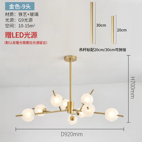 lustre en verre moderne style nordique pour décoration intérieure - vue 12 sur 14