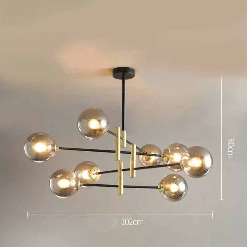 lustre led moderne boule de verre nordique luminaires créatifs - vue 13 sur 18