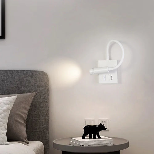 lampe de chevet murale led moderne nordique avec port usb et interrupteur - vue 3 sur 10