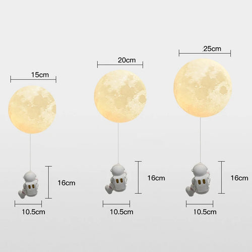 applique murale d'astronaute 3d avec lumières de lune pour enfants - vue 7 sur 10
