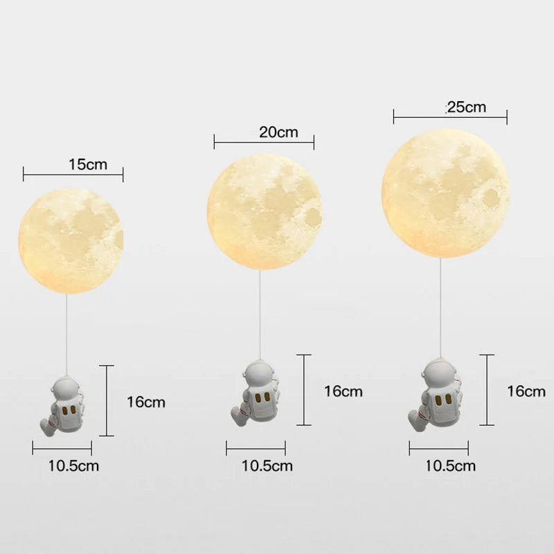 applique murale d'astronaute 3d avec lumières de lune pour enfants - vue 6 sur 10