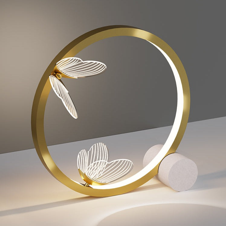 Lampe à poser design LED métallique doré Papillon - vue 5 sur 8
