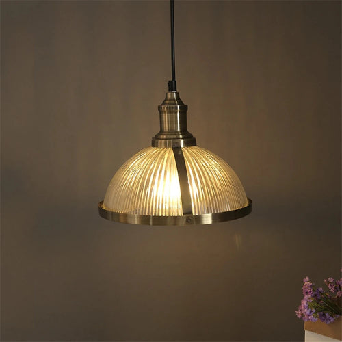 lampe suspendue vintage en verre transparent pour ambiance nostalgique - vue 6 sur 7