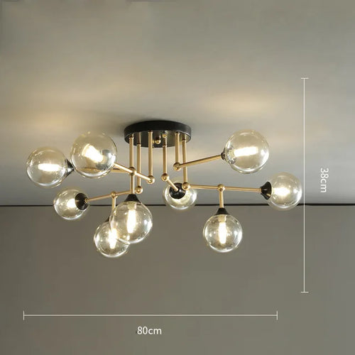 lustre moderne en verre avec éclairage décoratif design contemporain - vue 12 sur 12