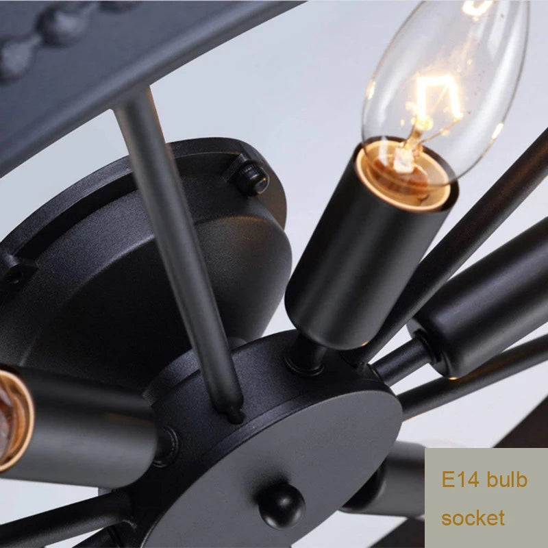 plafonnier rond en fer design industriel rétro décoratif - vue 9 sur 9