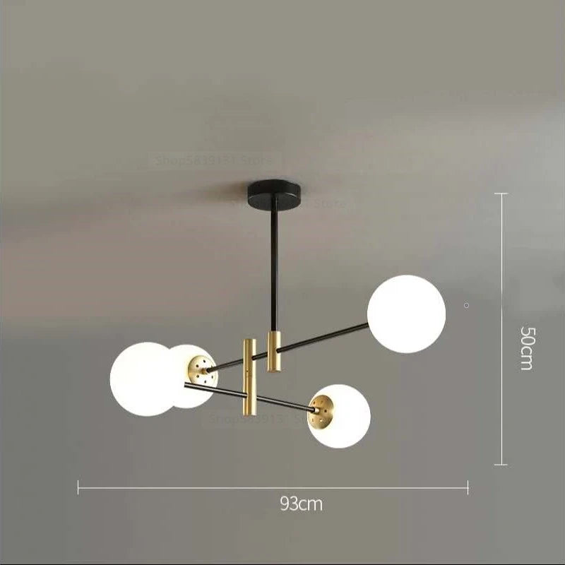 lustre led moderne boule de verre nordique luminaires créatifs - vue 10 sur 18