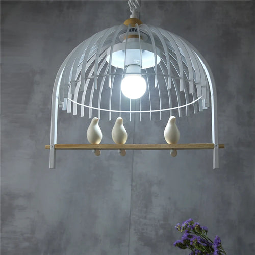 suspension moderne en fer pour oiseaux et décoration intérieure - vue 6 sur 9
