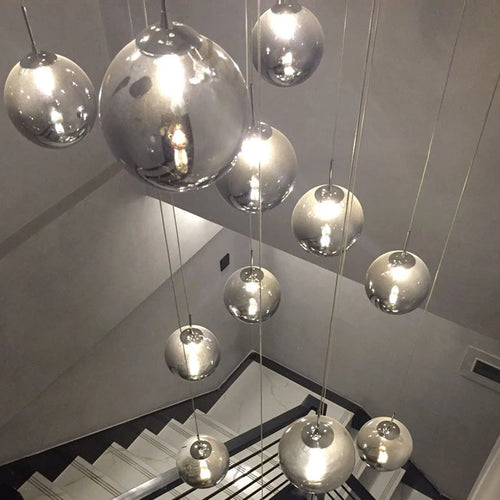 lustre moderne en boule de verre en spirale g4 pour duplex nordique - vue 4 sur 16